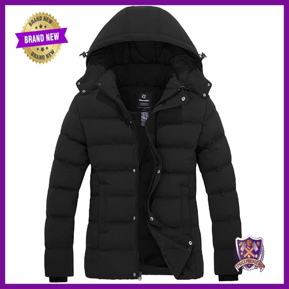 Women's Quilted Puffer Jacket with Removable Hood Waterproof Winter Coat